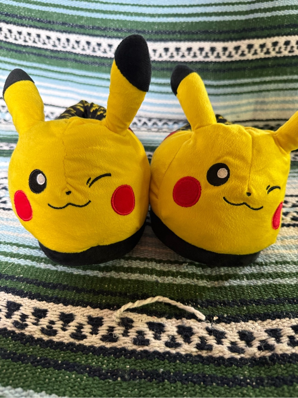 & Other Stories Yellow Pikachu Plush Slippers with Red Cheeks